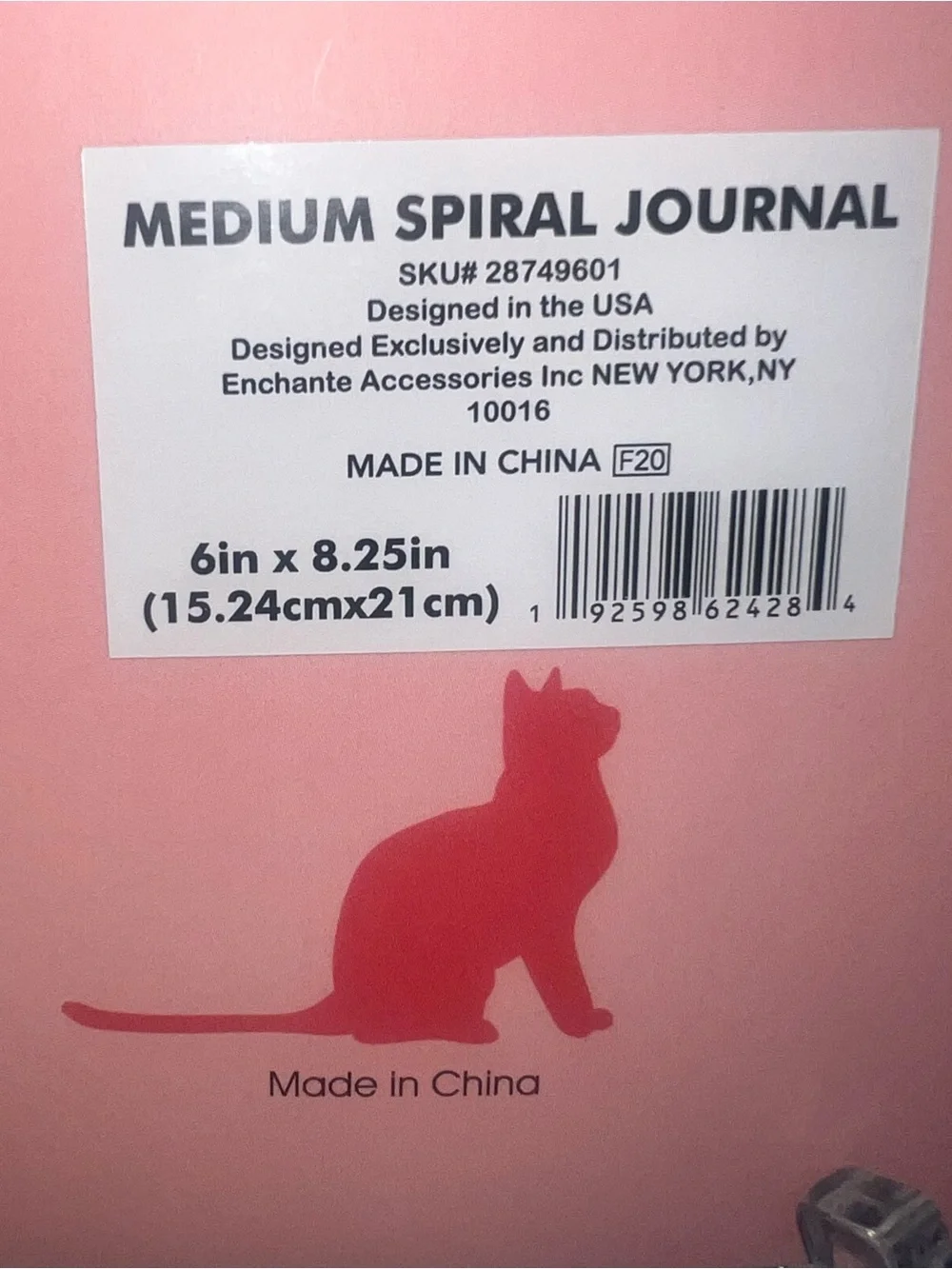 Pink Cat Notebook Journal - Only My Cat Design